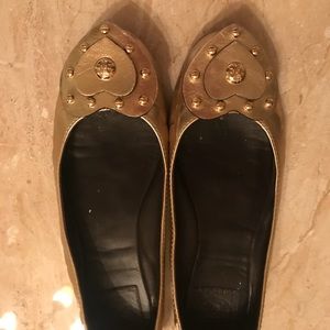 Tory Burch Gold Heart Ballet Flats